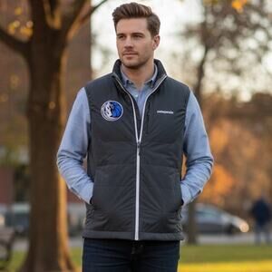 Patagonia Vest Men L Gray Nano Air Dallas Maverick Logo Puffer Outdoor 84270 EUC